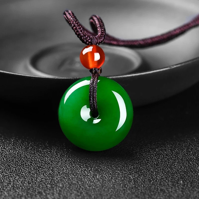 Natural Healing Bracelet Gem Green Canadian Nephrite Jades Stone Peace Buckle Pendants Strand Meditation Jewelry Necklace Unisex