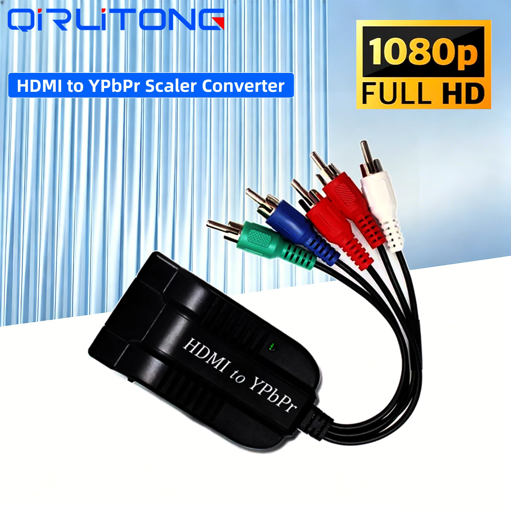 HDMI to Ypbpr Component Scaler Converter 5RCA RGB HDMI in R/L Video Audio Converter with DC Power Cable for PC PS4