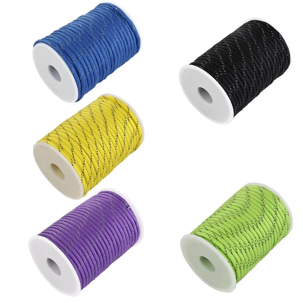 Reflective Paracord 550 Cord 4mm Tent Rope 7 Strands Safety Warning Parachute Line