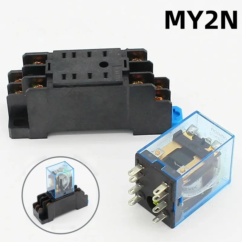 

1set MY2P HH52P MY2NJ relay 12VDC 24VDC 110VAC 220VAC general purpose DPDT micro mini relay with socket base holder