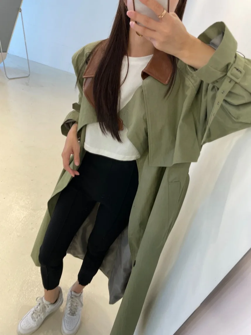 

Women's Mid-Length Coat Autumn Briti Sle Double-Breasted Drape Loose High-End Feel Small Figure Faionable Outerwear