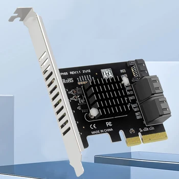 Tarjeta PCIe SATA con chip Jmb585, tarjeta adaptadora de expansión PCIe X4 a SATA3.0, compatible con Trim en cascada para Windows/Linux/OS 1