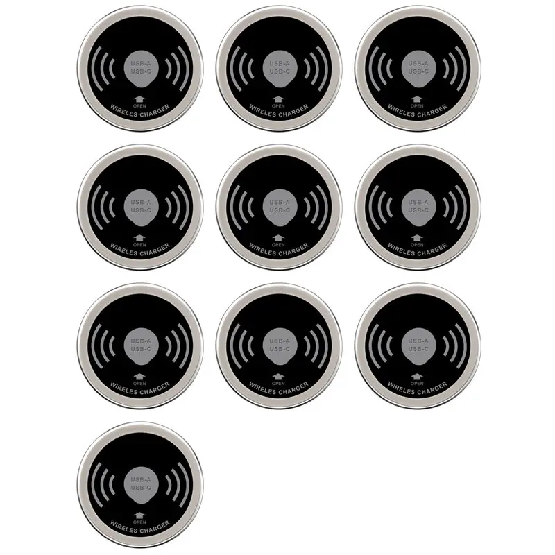 10X Built-In 60Mm Desktop Waterproof QI Wireless With USB C Type-C Charging Ports