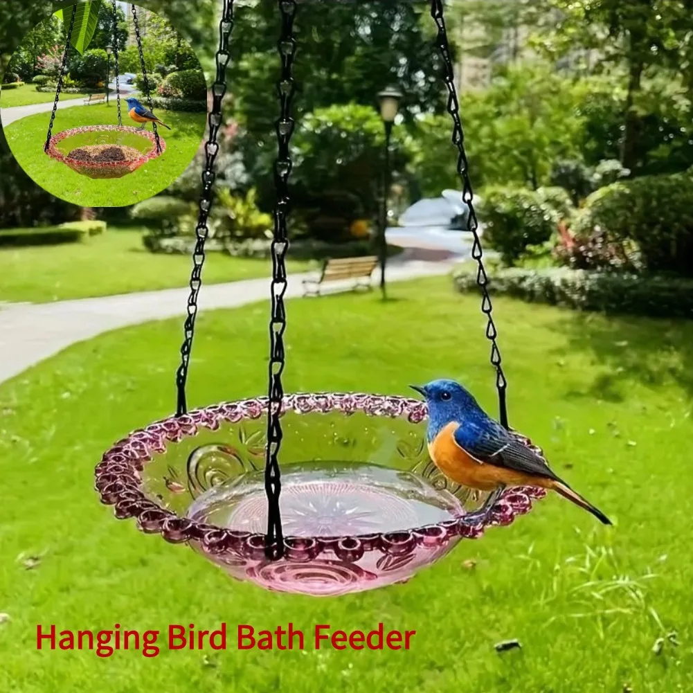 Hanging Bird Bath Feeder Birdbath Fo Garden Outdoor Yard Farm Decor Humming Bird Feeder Tray for Bird Lovers Birdbath Bowl