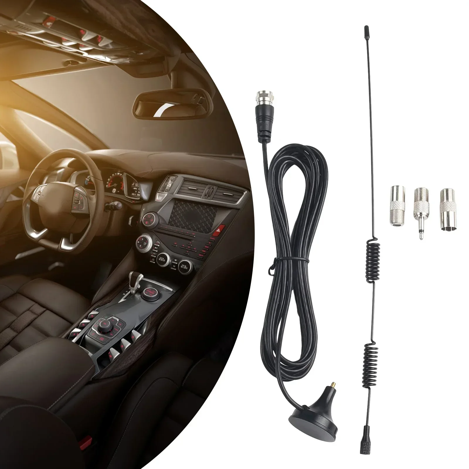 Car Sucker Antenna DAB FM Car Antenna Magnetic FM Radio Antenna Indoor Digital Audio Car Roof Mount Mast Whip Antenna 50 Ohm