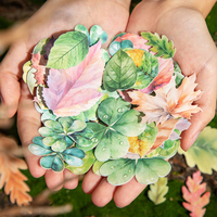 Journal GO 45pcs Creative Leaf PET Stickers Decor Scrapbooking Collage Junk Journal Planner Decor Leaves Sticker Stationery