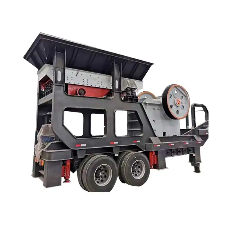 PE 400*600 Mobile Crushing Station AC Motor High Productivity Jaw Crusher For Hard Rock Quartz Gold Mine 40-70T Capacity