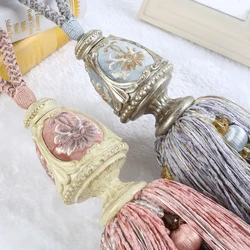 Home Decoration Accessories Curtain Clip Flannel Embroidered Curtain Tiebacks Hanging Ball Fabric Wall Hook Tassel Hanging Spike