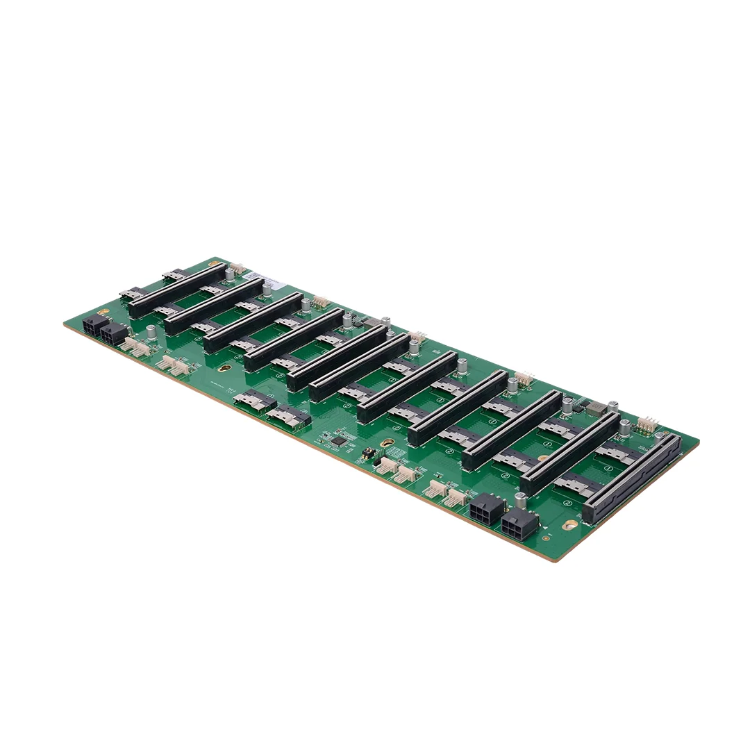 8654 / MCIO To PCI-E 4.0 5.0 X16 Adapter Baseplate 8/10 Card 11-Slot 16X 22* MCIO 8x 5.0 GPU For EGPU Spacing Server Motherboard