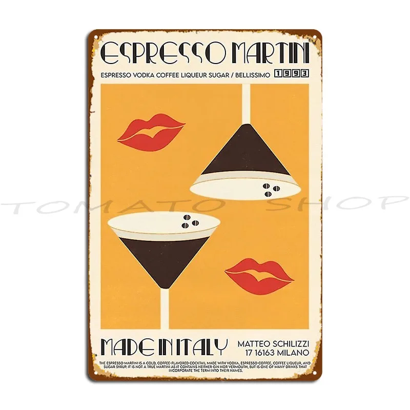 Espresso Martini Poster Metal Sign Wall Cave Designing Printing Cave Designs Tin Sign Poster