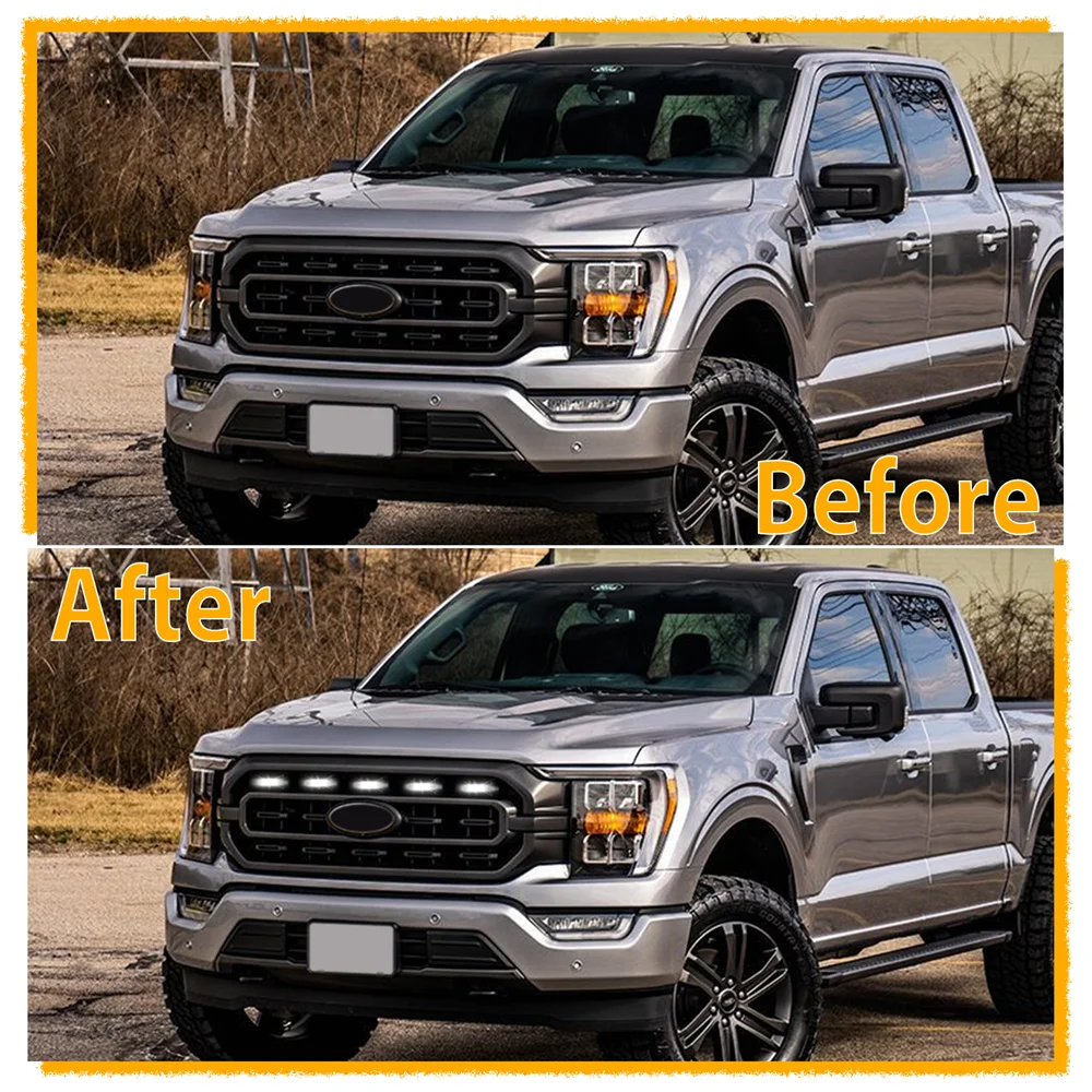 Front Grills Led Lights  For Ford F150 F-150 XL XLT 2021 2022 2023 Led Lights Bar Grille Led Light  White Led Auto Accessories