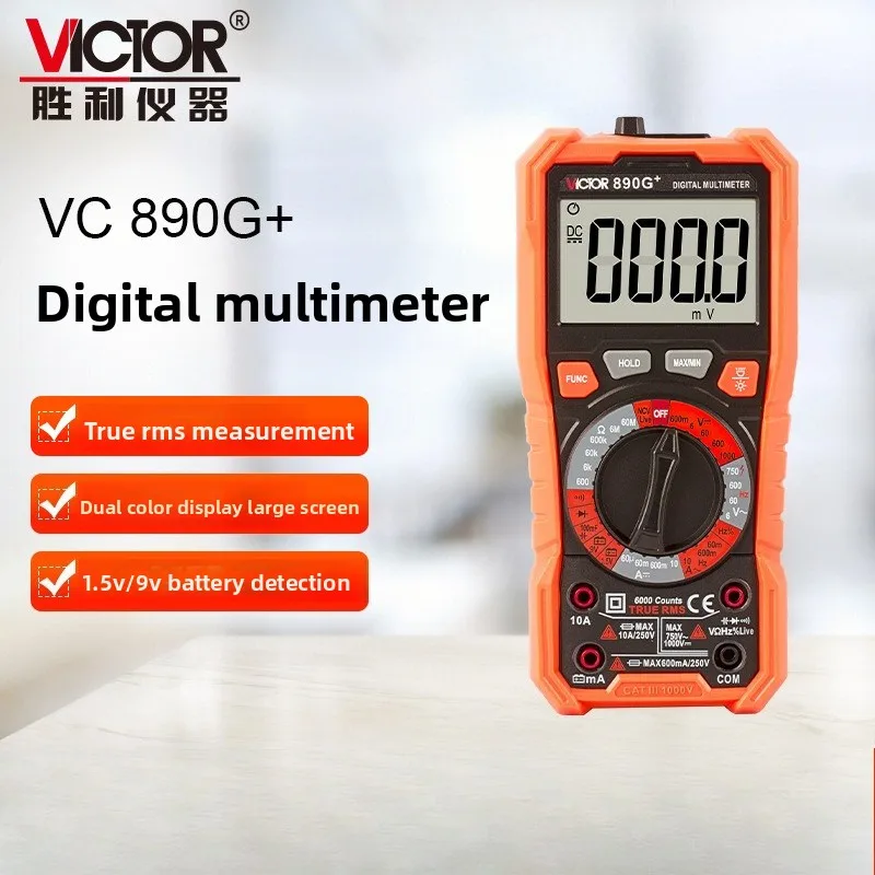 Multímetro Digital Victor 890G+ con Rango Automático, Probador de Voltaje CA/CC, Multímetro Digital de Alta Precisión para Mediciones Eléctricas