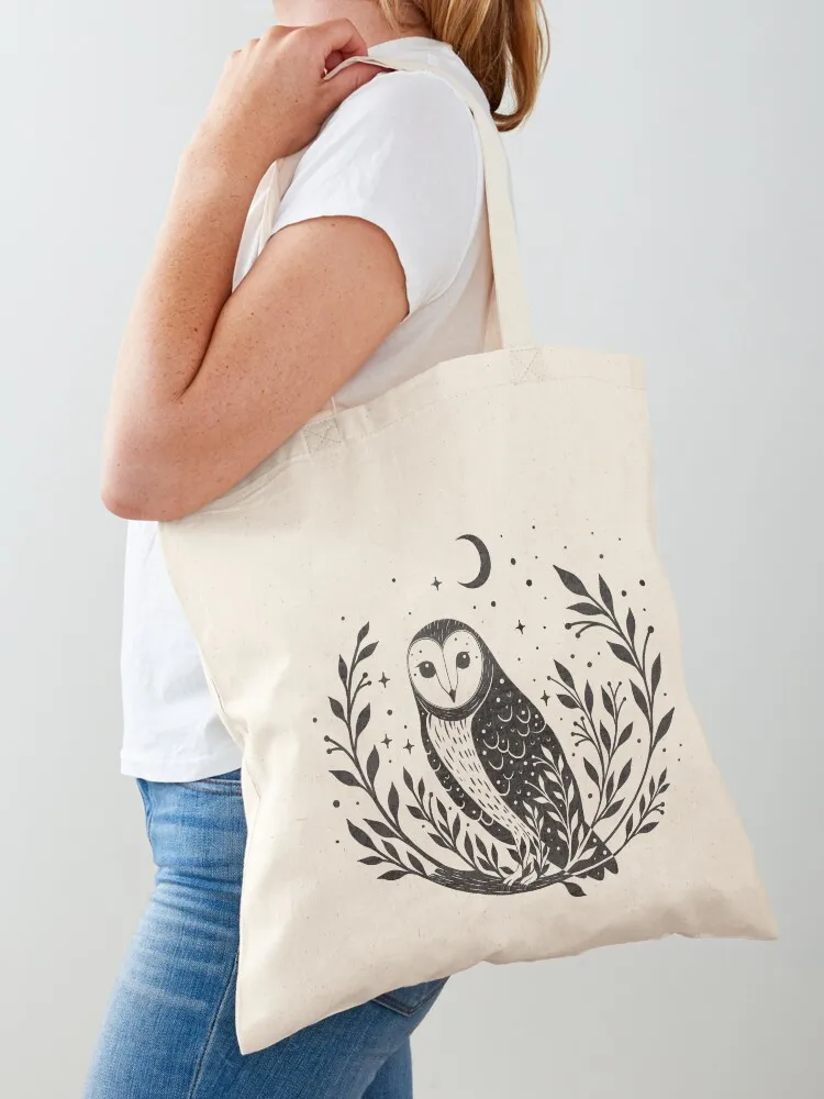 

Owl Moon- Black Tote Bag Gift bag woman shopping bag tote bags men the tote