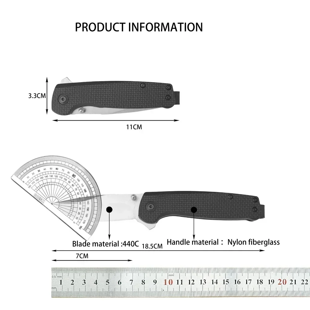 جديد عالي الجودة جيب سكين للفرد 440C شفرة النايلون الألياف الزجاجية مقبض الصيد في الهواء الطلق EDC أداة بقاء سكين تخييم