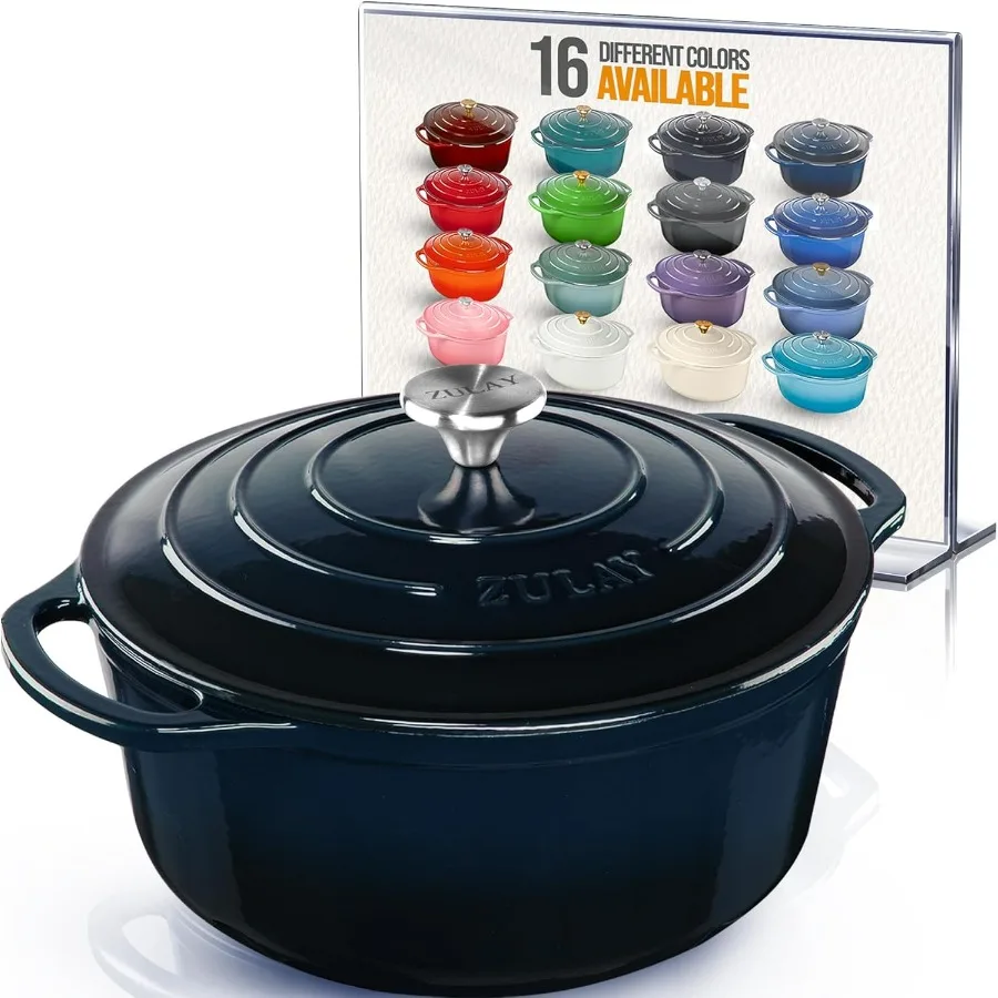 6 Quart Enameled Cast Iron Dutch Oven Pot with Lid – Premium Durability & Oven Safe up to 500°F – Heavy Duty Cookware Perfect fo