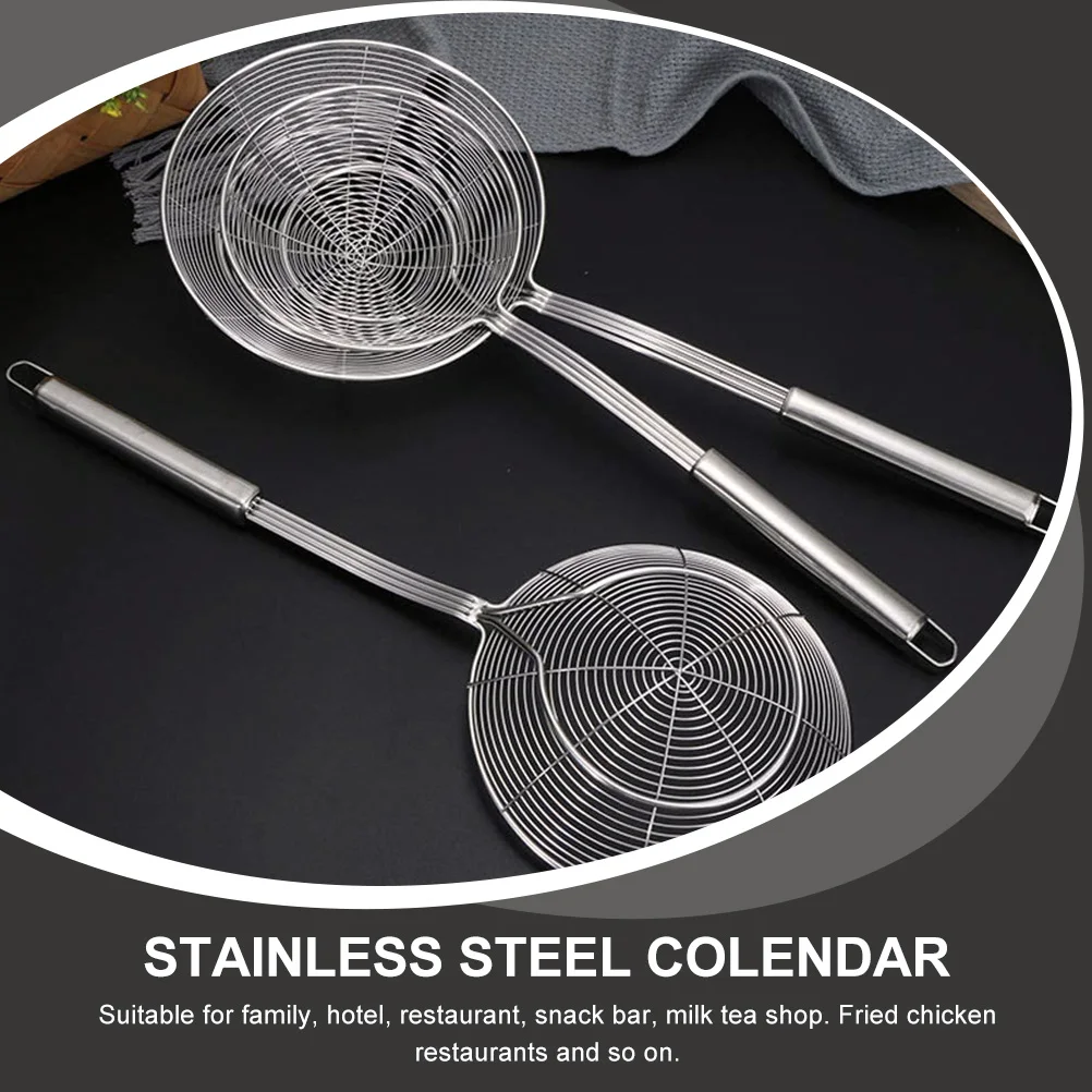 

Stainless Steel Slotted Spoon Strainer Metal Kitchen Supplies Noodle Spoon Fried Food Spoons H held Silverware
