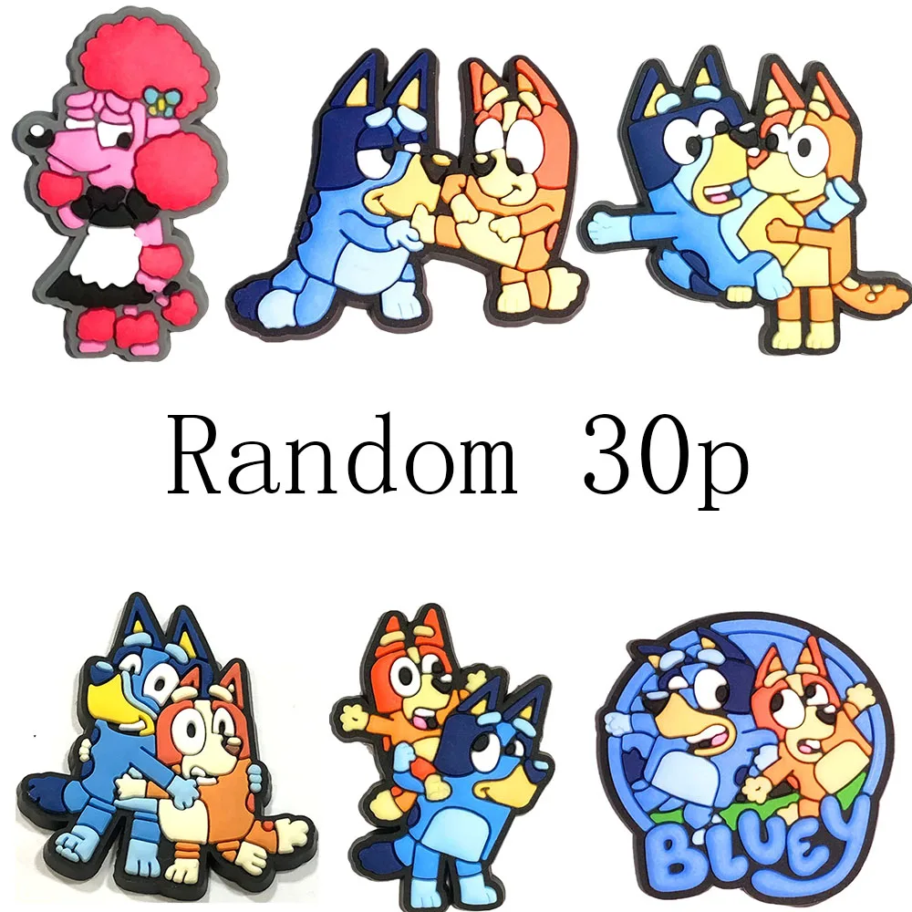 

30 шт. случайных декоративных пряжек для обуви из мягкой резины ПВХ серии Bruy, в виде милых маленьких собачек, для украшения обуви с отверстиями