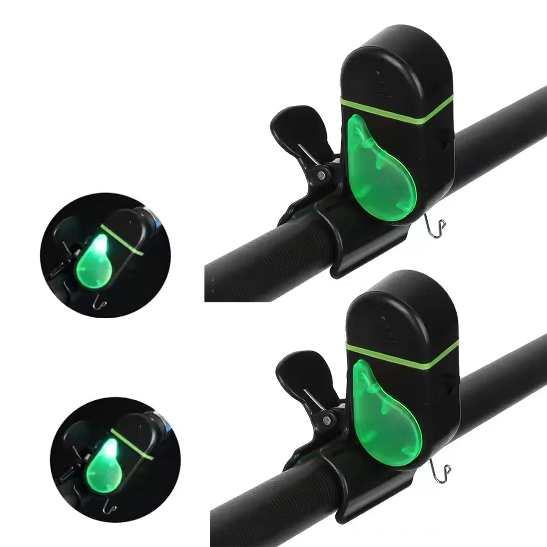 1/2PCS Angeln Biss Alarm mit LED-Licht, Clip Auf Angelrute Elektronische Fisch Biss Alarm Sound Biss Alarm Glocke mit LED Lichter