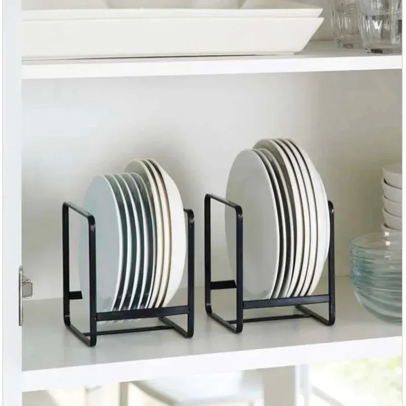 4/2PCS Kitchen Cabinet Plate Storage Rack, Countertop Drawer Organizer with Drainage, Layered Dish Rack for Dinnerware