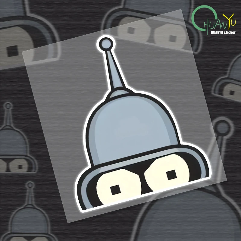 Naklejka winylowa z kreskówki Bender-Face-Futurama do samochodów ciężarowych i laptopów