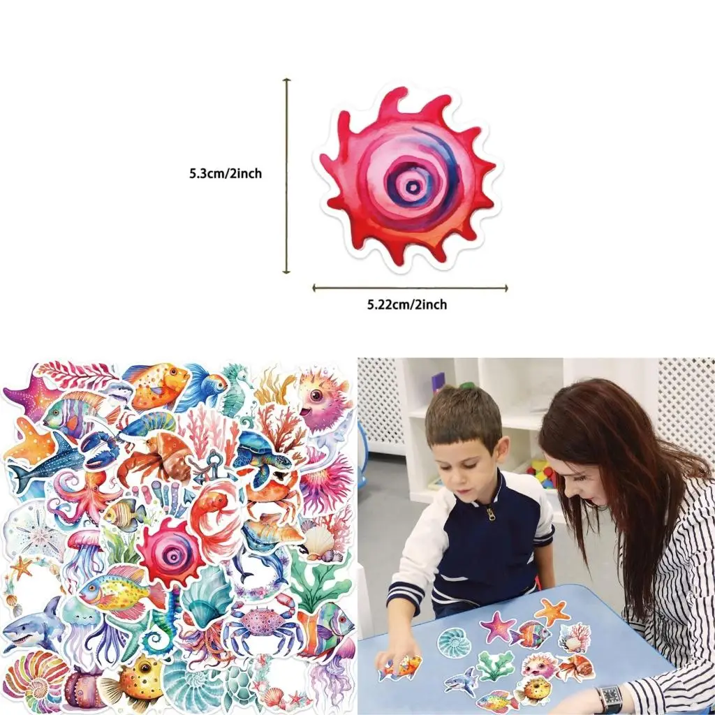

200x/Set Sea Animal Stickers Ocean Decorative Stickers Adhesive Fish Stickers