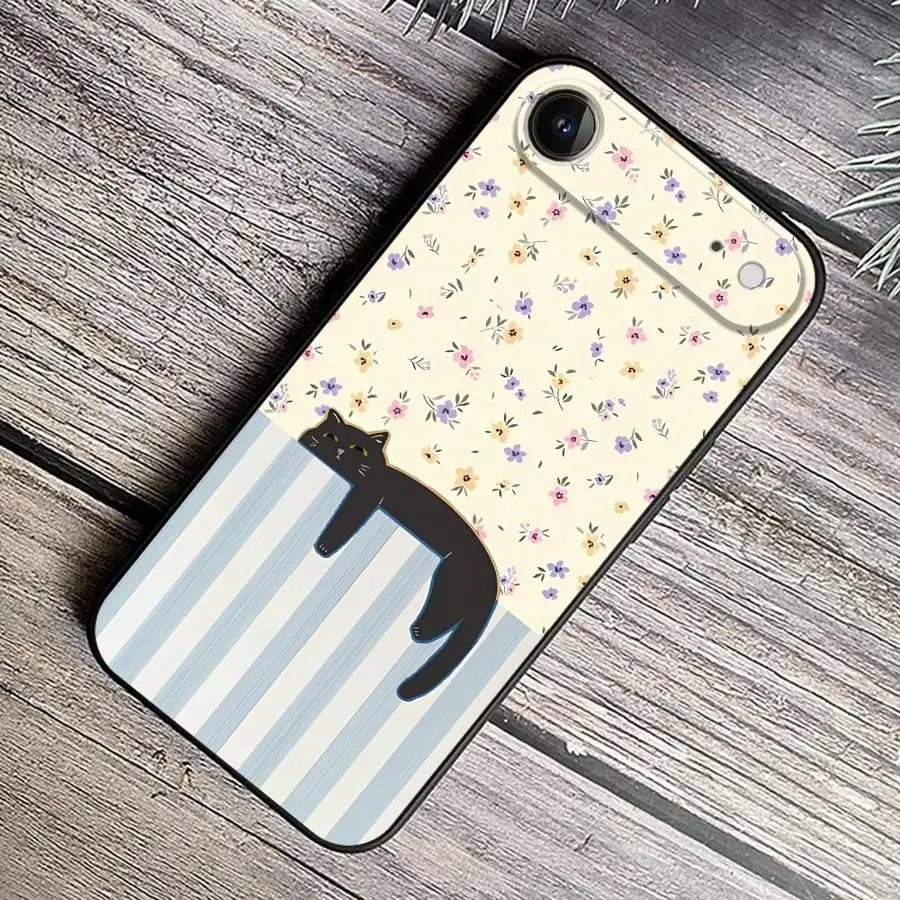 Phone Case for Apple iPhone 17 Pro Max 16 XR XS MAX 12 11 14 13 15 Pro 7 8 Air 17e Funda Phone Cover Artistic Black Cat view 3