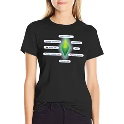The Sims - Interactions T-Shirt summer top anime clothes graphics Blouse tshirts woman