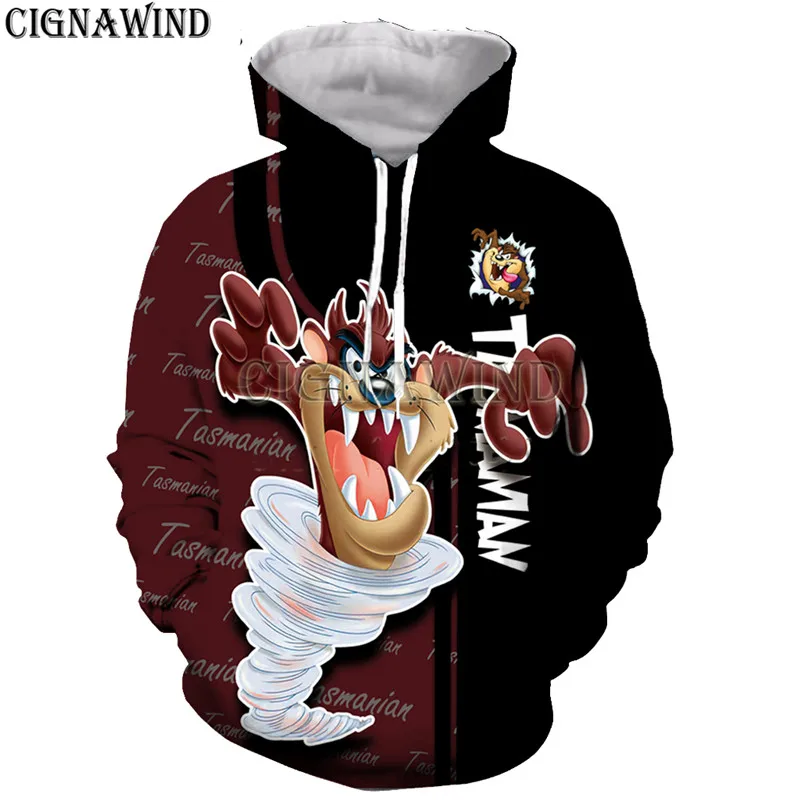 تي شيرت تسمانيا الشيطان عالي الجودة للرجال/النساء تي شيرت مطبوع ثلاثي الأبعاد تي شيرت هاراجوكو نمط هوديس/بلوزات/سترة صيفية