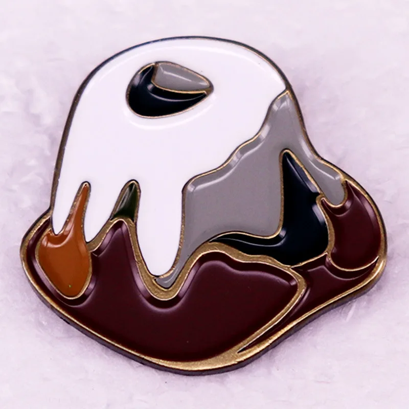 D1875 Melted Chocolate Marshmallows Lapel Pins Badges on Backpack Enamel Pin Brooches for Clothing Accessories Gifts