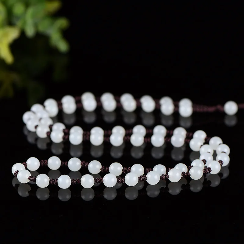 

Ювелирные изделия из натурального нефрита Хэтянь, круглое ожерелье из бисера для мужчин и женщин