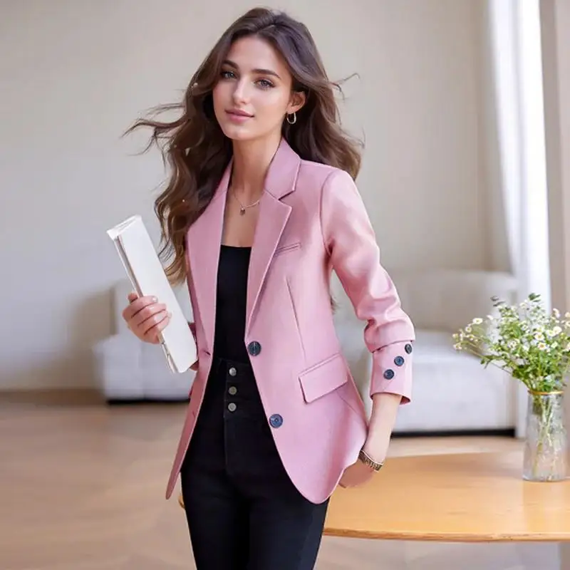 2024 New Suit Coat Women\'s Korean Style Slim Single Breasted Blazers Office Female Temperament Blazers Jacket Outwear Tops