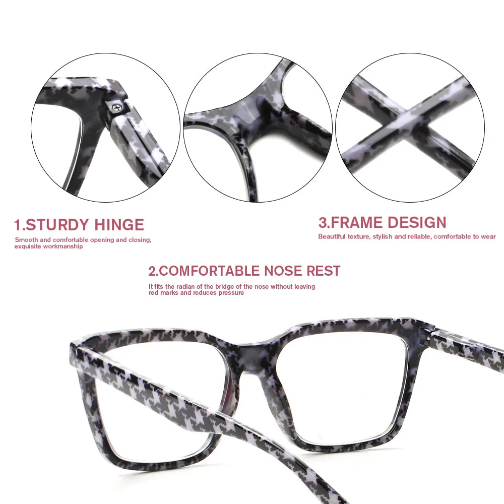TUREZING pánské a dámská náhrada černá řada obdélníkové HD čtení brýle krása a hustý dekorační předpis brýle