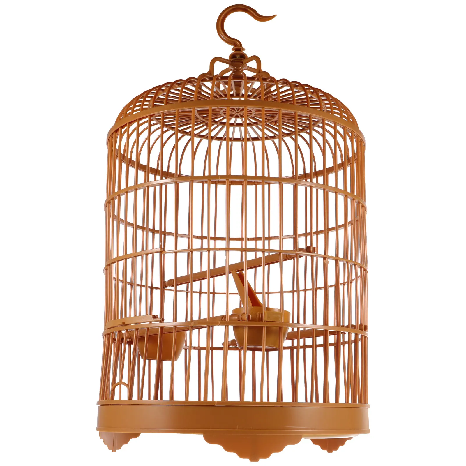 

Plastic Bird Cage 25CM Round Pet Parakeet Parrot Cage Easy Hanging with Standing Pole Tray for Birds Cockatiel Budgie