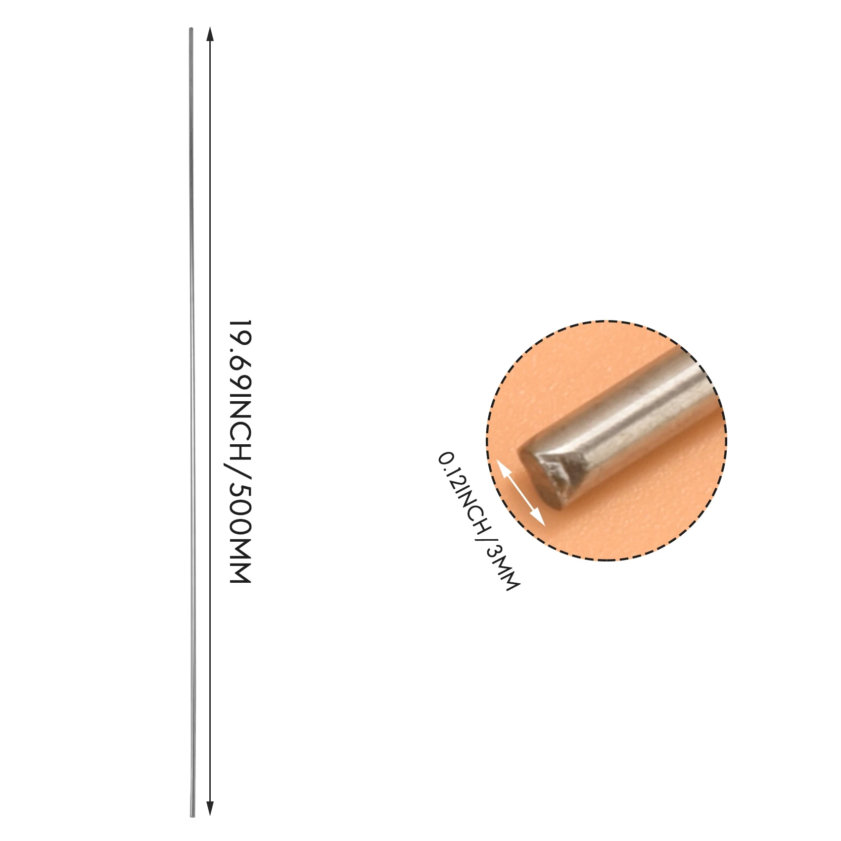 5 peças diy modelo rc barra de haste redonda circular de aço inoxidável 500mm x 3mm