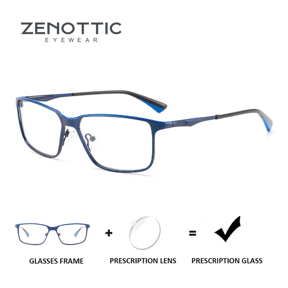 

ZENOTTIC Modish Metal Eyebrow Prescription Glasses for Men Square Photochromic Optical Eyeglasses Progressive Eyewear