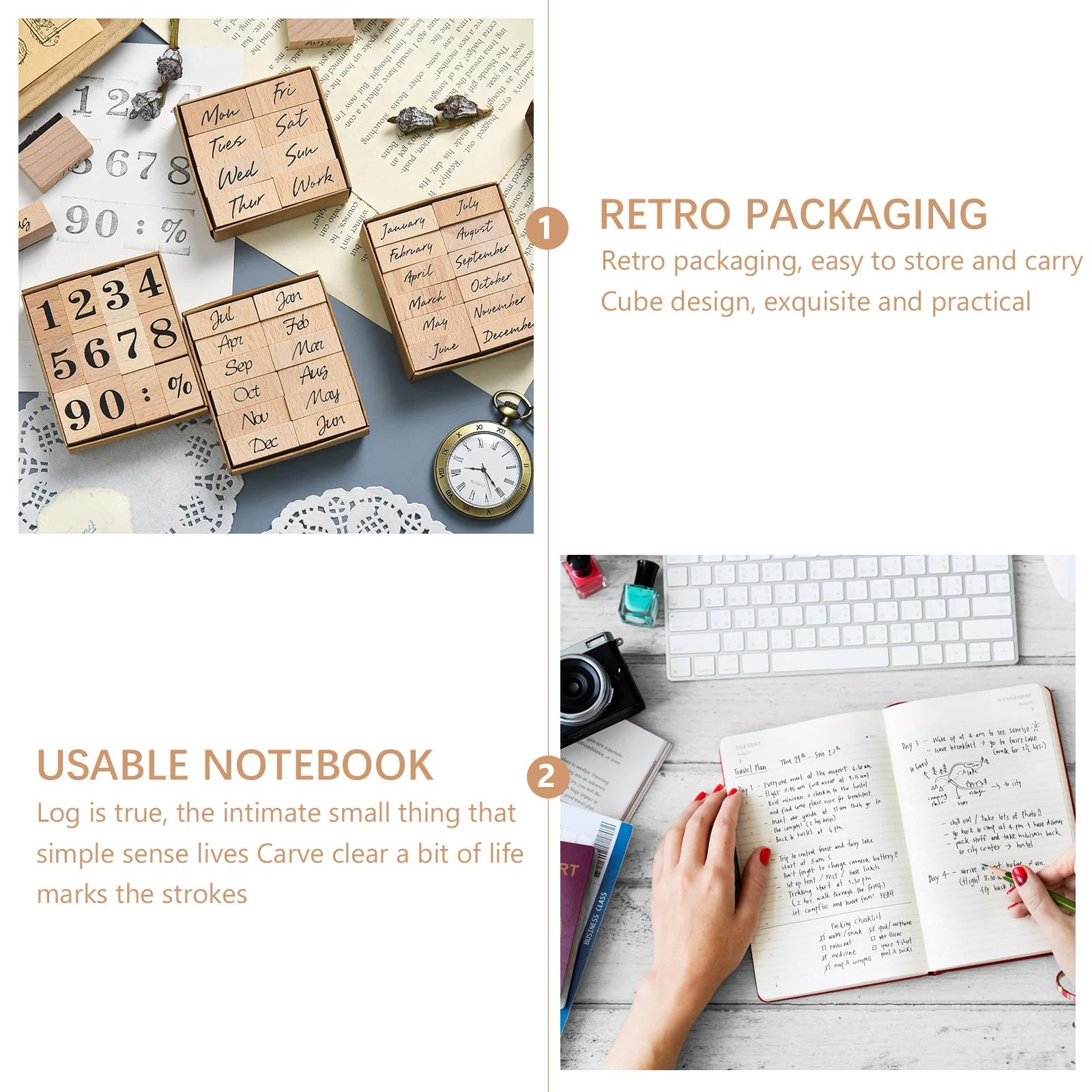 

1Set Wooden Week Stamp Vintage DIY Craft Rubber Stamps for Scrapbooking Planner Cards Diary Envelope Decoration