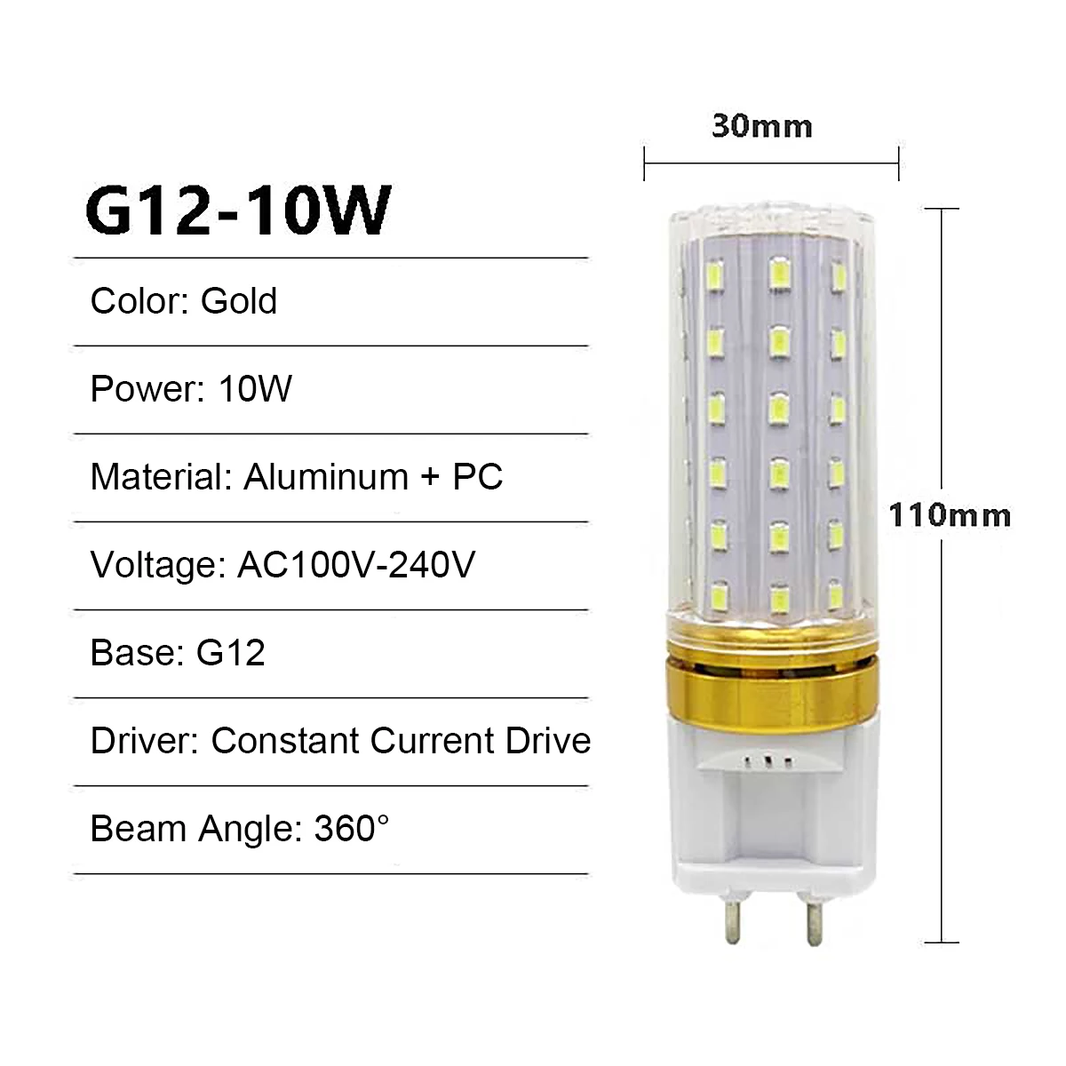 YORYZENG 10PCS G12 LED Mais Glühbirnen 20W 15W 10W High Power 2835 SMD 110V 220V 240V 360 Grad Kalt Warm Weiß Lampe Energiesparend 4