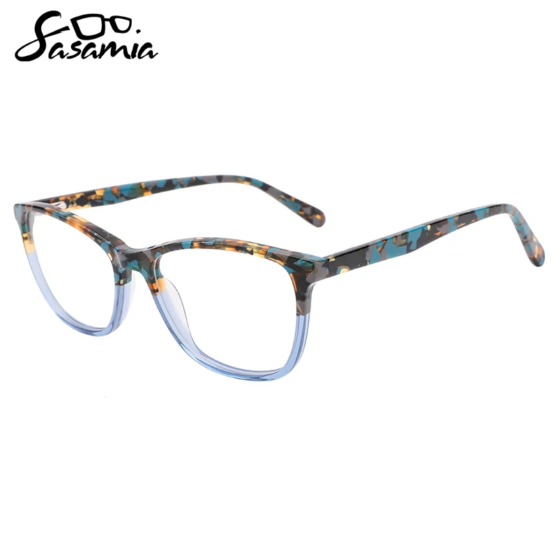 SASAMIA Woman Eyeglasses Female Computer Glasses Frame Rectangle Pattern Laminating Colors Frames Women Glasses Eyewear WD3089