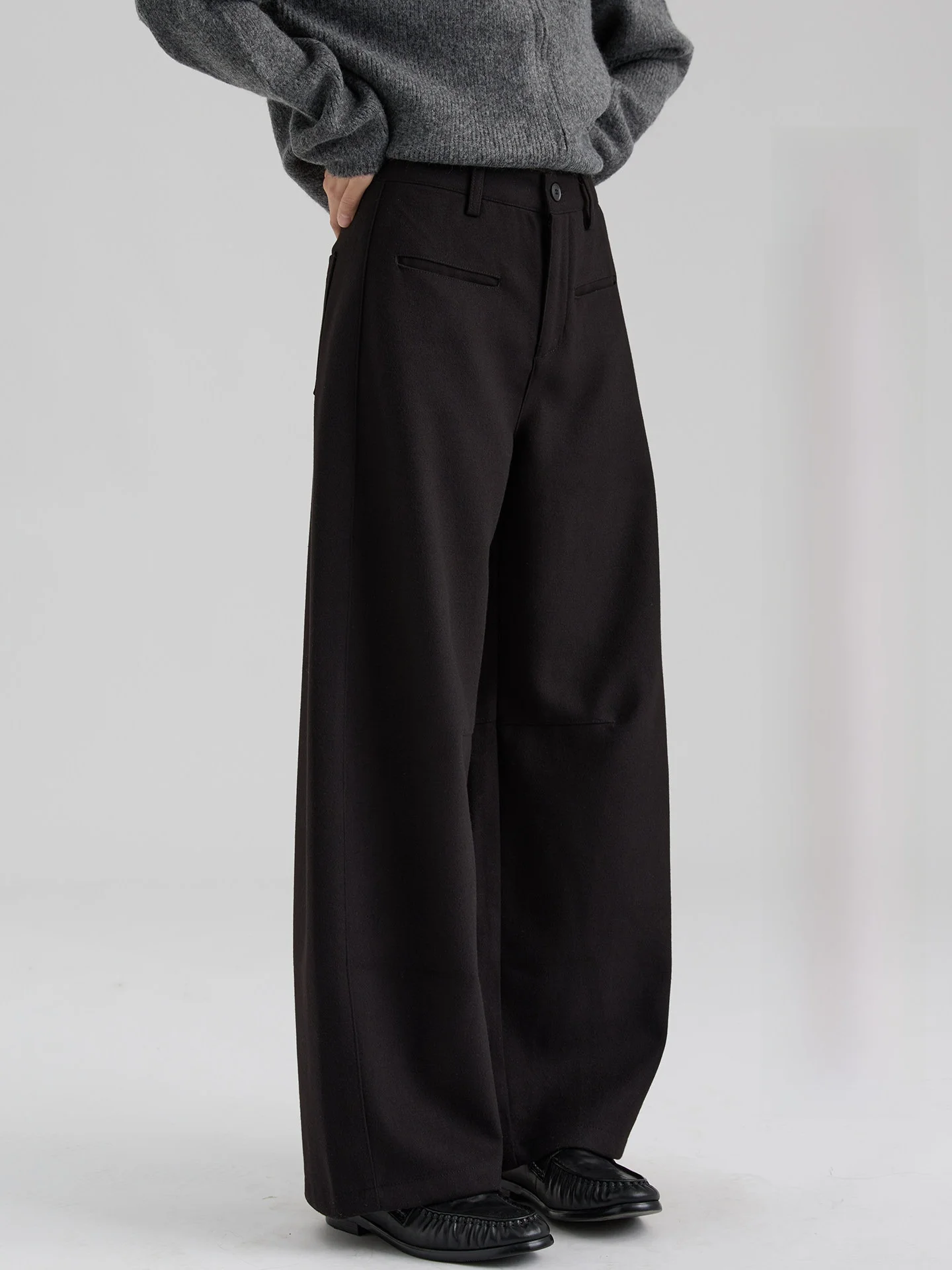 

Новые весенние женские свободные вязаные брюки Dwind2026 с высокой талией, прямым кроем, однотонные, повседневные, стройнящие фигуру