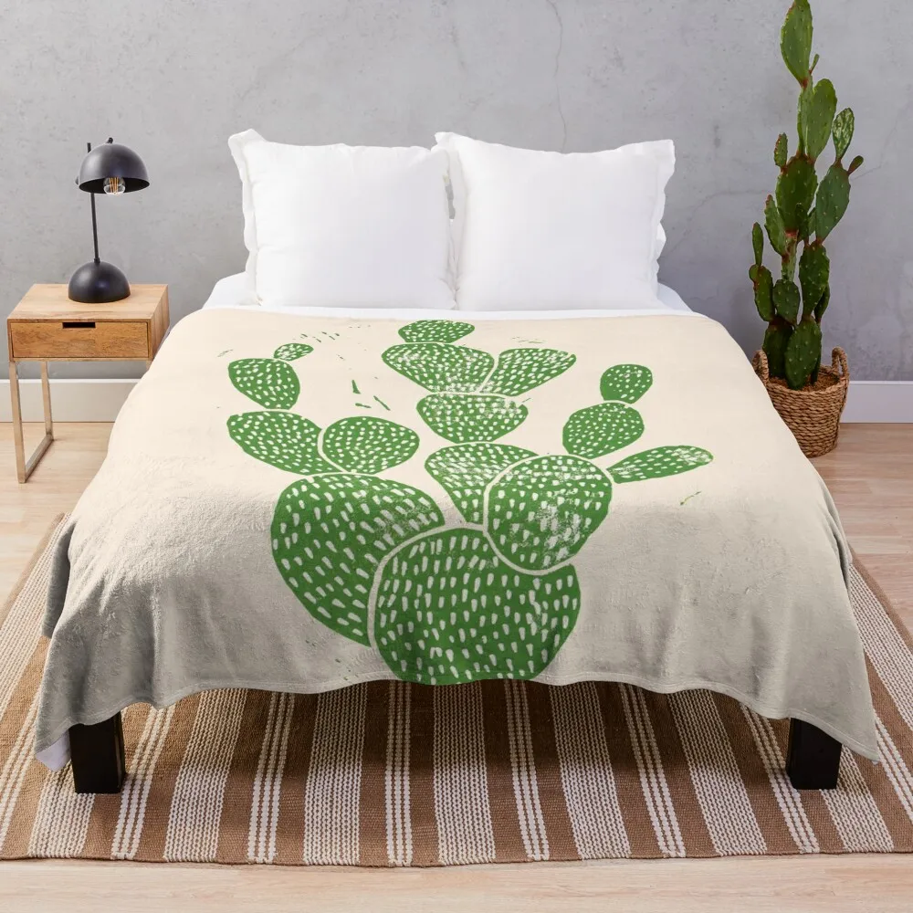 Linocut Cacti #1 Throw Blanket Thermals For Travel For Decorative Sofa Furry Hairy Blankets