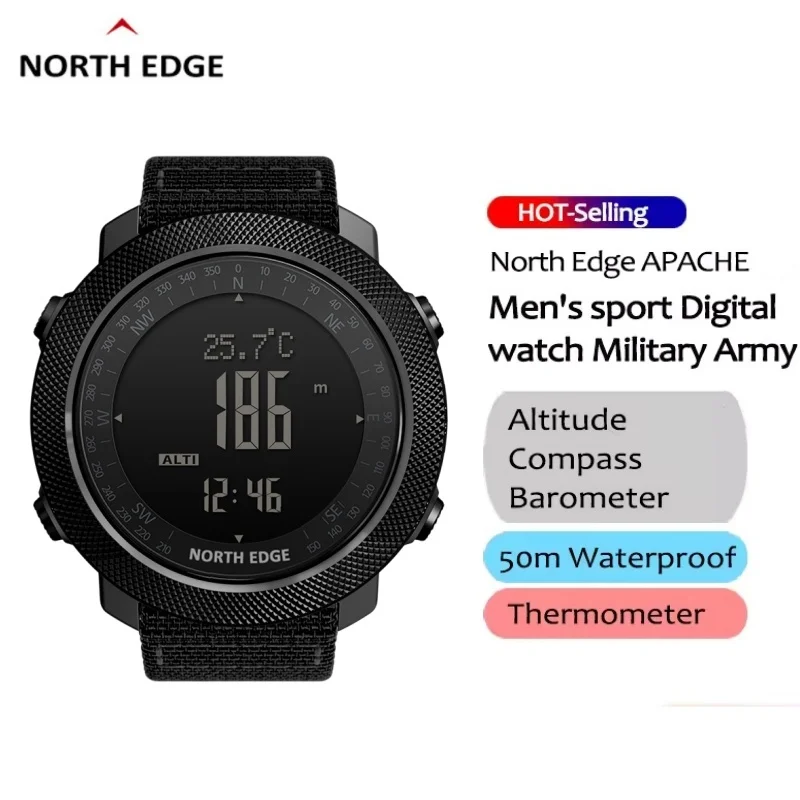 

NORTH EDGE Men Digital Watch Professional Outdoor Sport Watch Running Swimming Altimeter Pedometer Compass Waterproof 50m