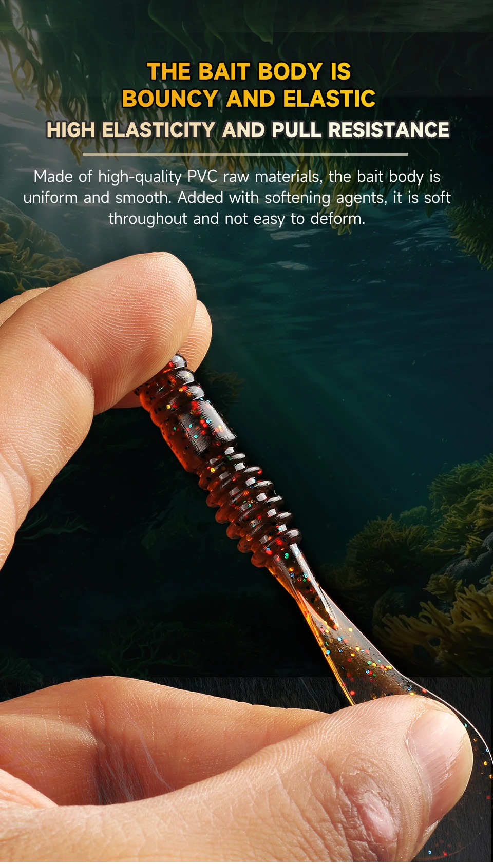 Supercontinent Soft Lure Grub Worm Power Tail 7cm Grub Screw Thread Wobbler Swimbait For Bass Trout