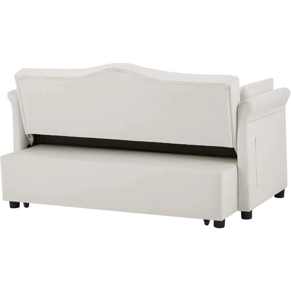 أريكة سرير مخملية مقاس 58 بوصة - أريكة نوم قابلة للسحب 3 في 1 مع حقيبة تخزين ومسند ظهر قابل للتعديل #4