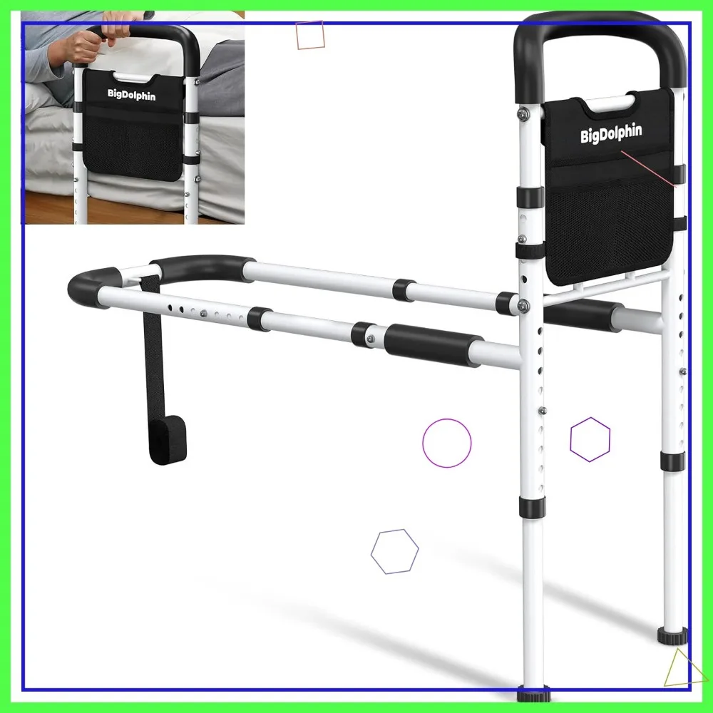 Riel de seguridad de cama ajustable para personas mayores: certificado ASTM, capacidad de 350 libras, agarre antideslizante, montaje sin herramientas