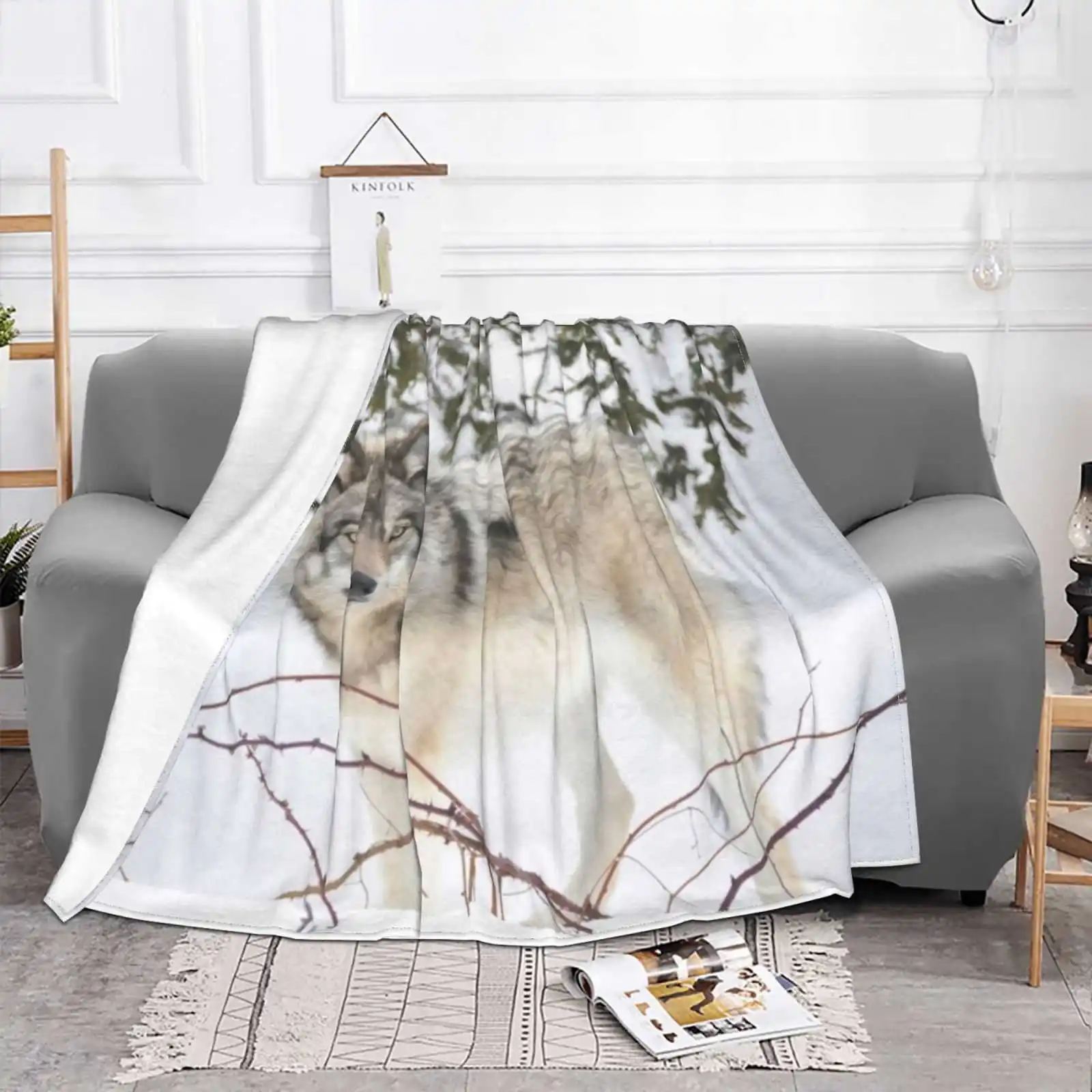 Dream Wolf.... New Selling Custom Print Flannel Soft Blanket Timber Wolves Grey Wolves Nature Wildlife Winter Snow