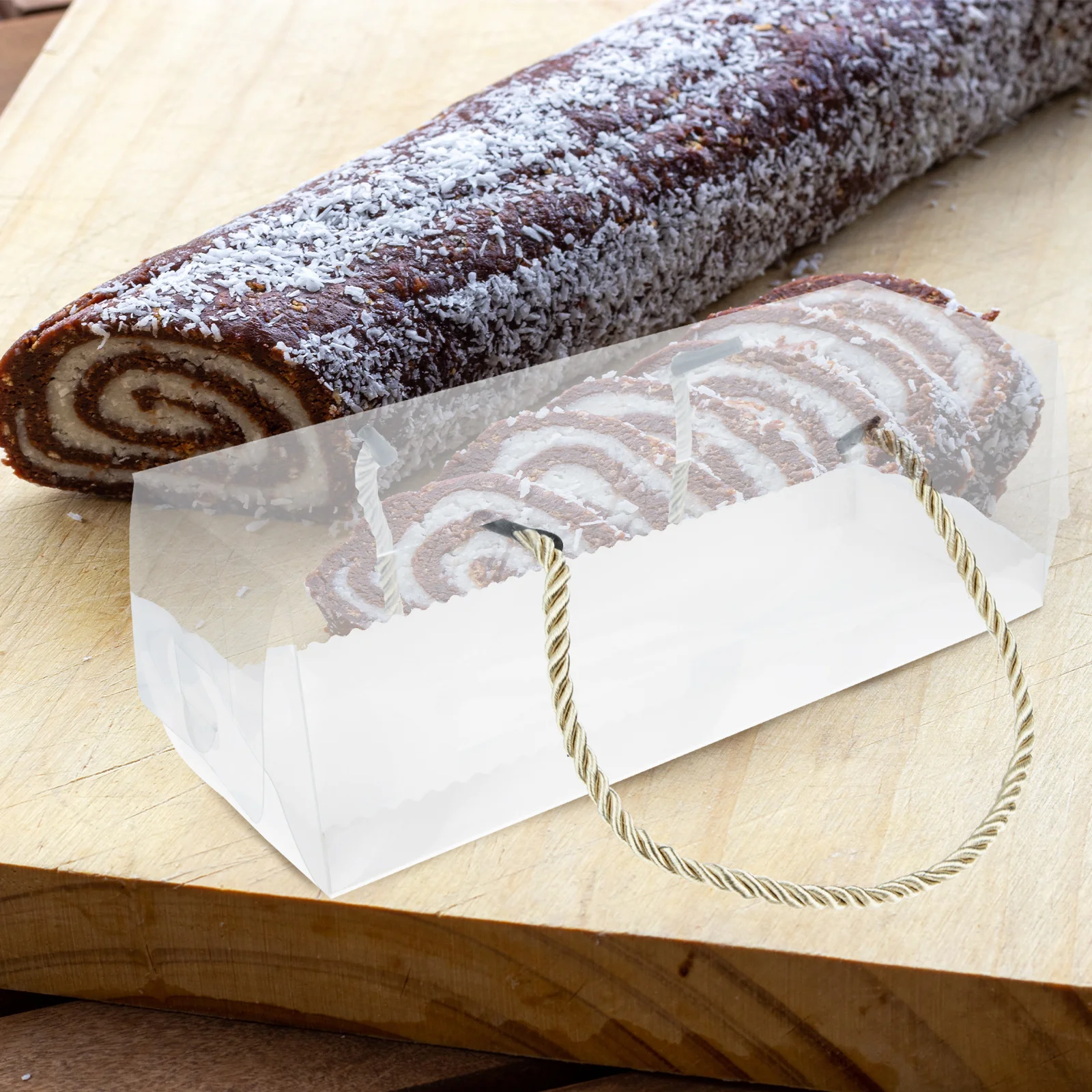 

8Pcs Roll Cake Box Transparent Cake Packaging Containers Portable Carry Box Food Storage Bakery Cupcake Boxes Individual