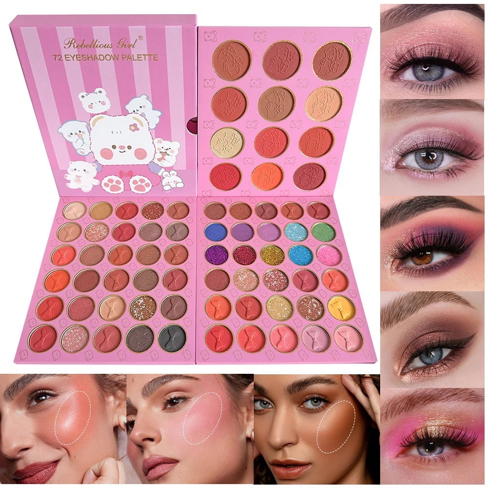 

72Color Triple Layer Eyeshadow Palette Shimmer Glitter Eyeshadow Palette Makeup 3 in 1 Eyeshadow Long Lasting Music Festival Eye