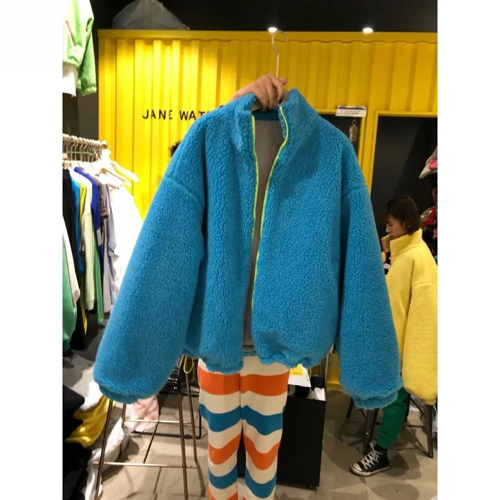 2025 primavera e outono novo desenho animado mickey cordeiro velo engrossado jaqueta feminina solta roupas femininas