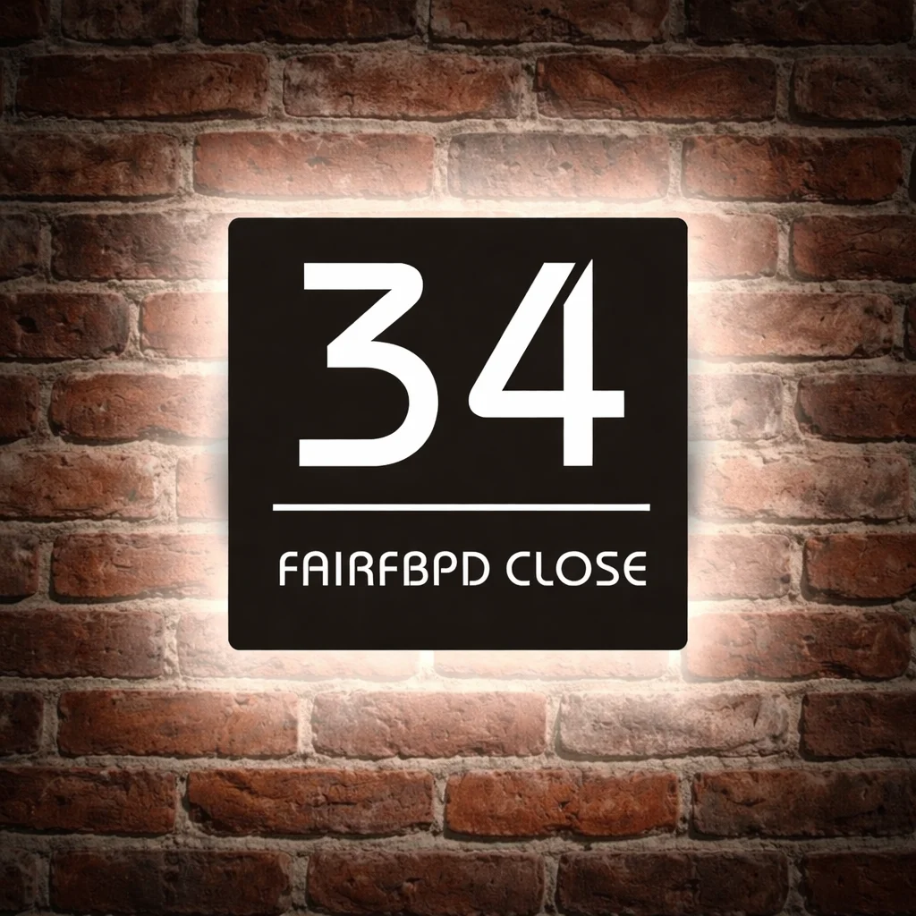 Personalized House Number Sign LED Light 3D Illuminated Laser Cut Acrylic Modern Name Address Plaque OutDoor Plate Lighting Wall