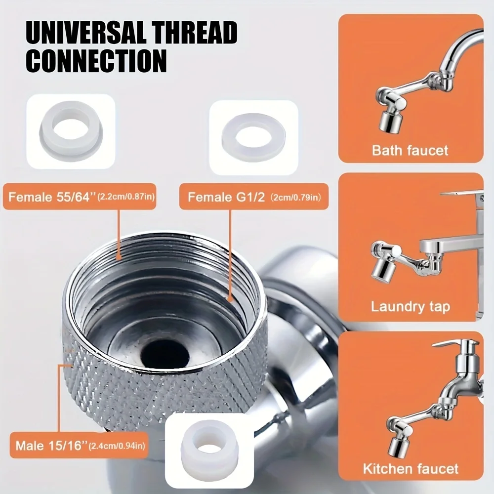 Universal 1080° Rotation Faucets Extender Sprayer Head Kitchen Robot Arm Extension Faucet Aerator Mixer Bubbler Water Tap Nozzle